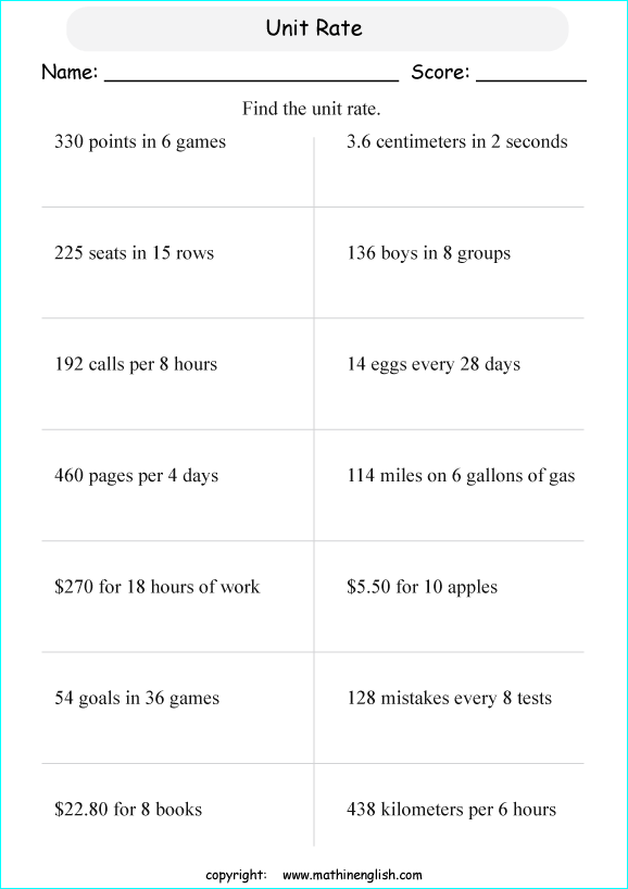 Printable primary math worksheet for math grades 1 to 6 based on ...