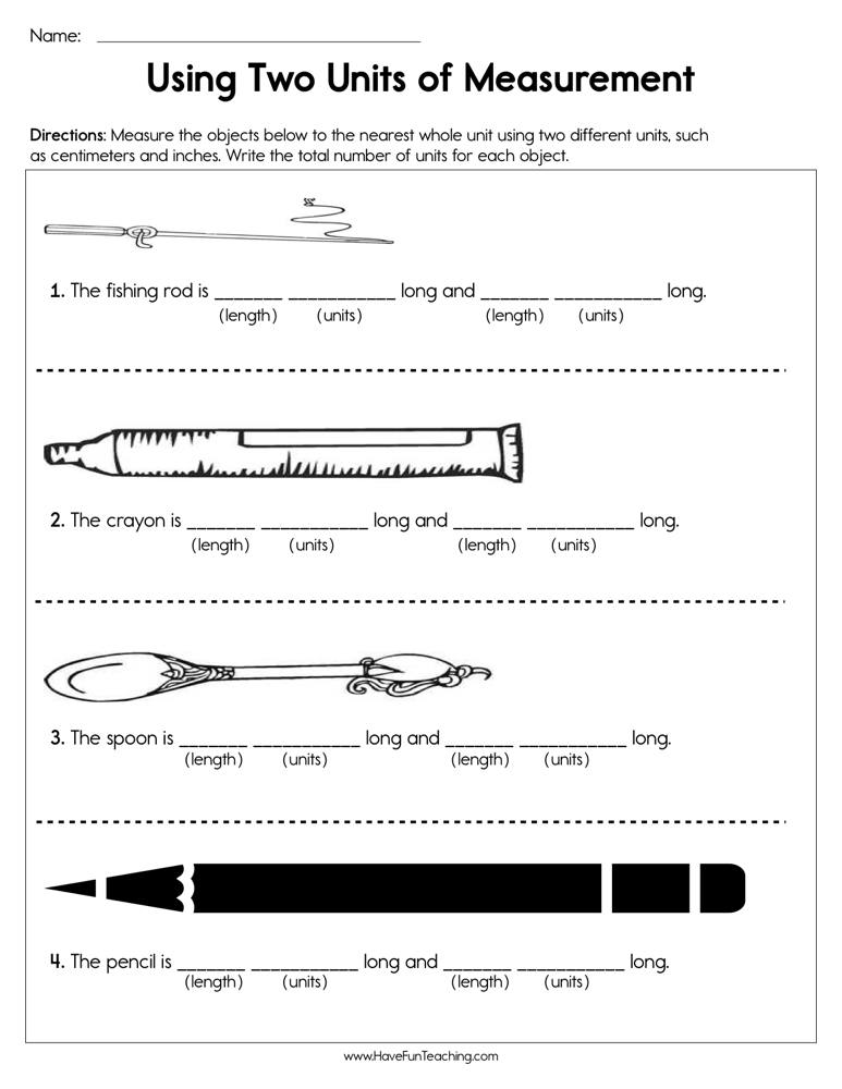 Using Two Units of Measurement Worksheet  