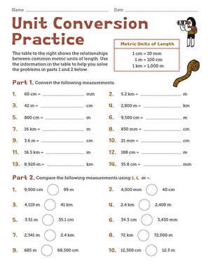 Unit Conversion Practice | Worksheet 