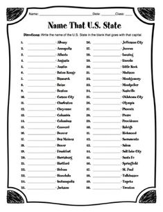 united states of america name the state worksheet answers