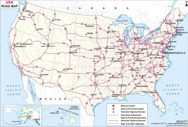 united states road map with cities printable