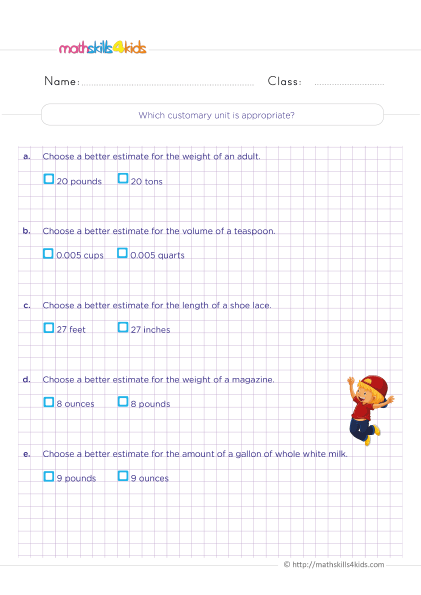 units of length worksheet answers