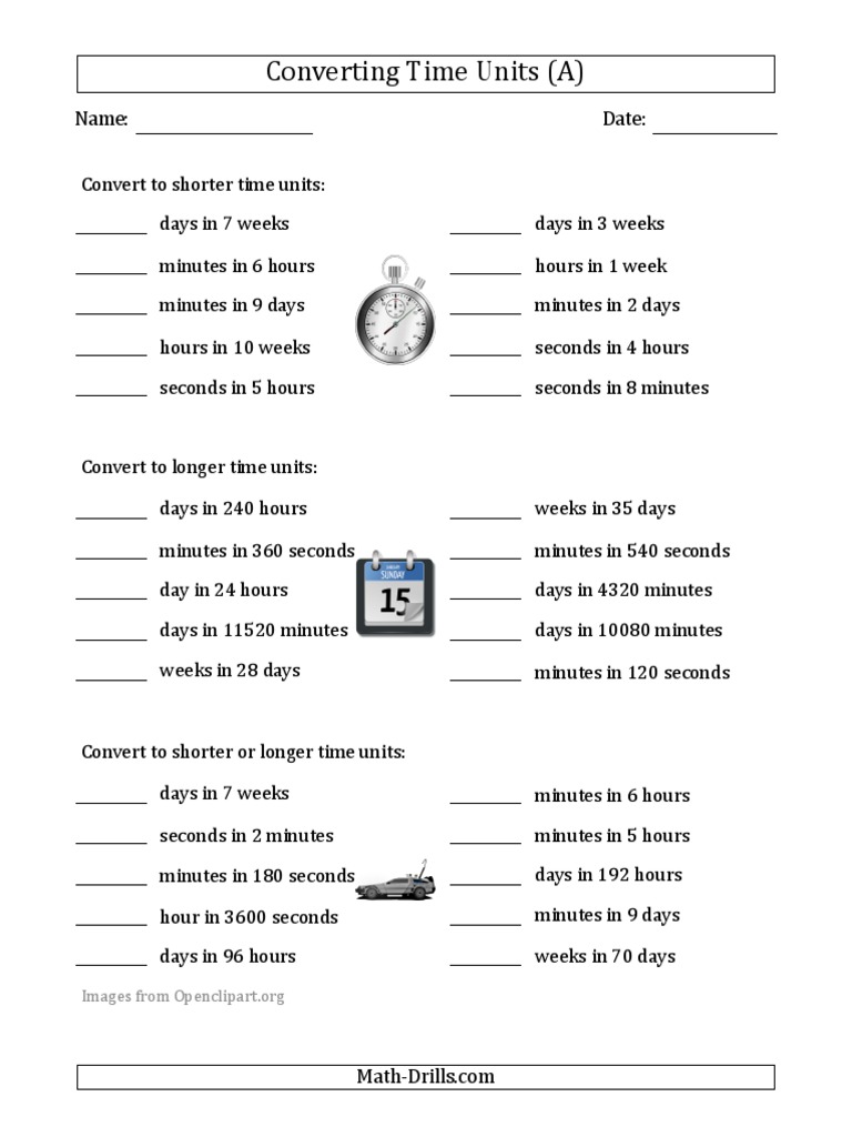 Time Conversion Worksheet For Grade 3 PDF | PDF