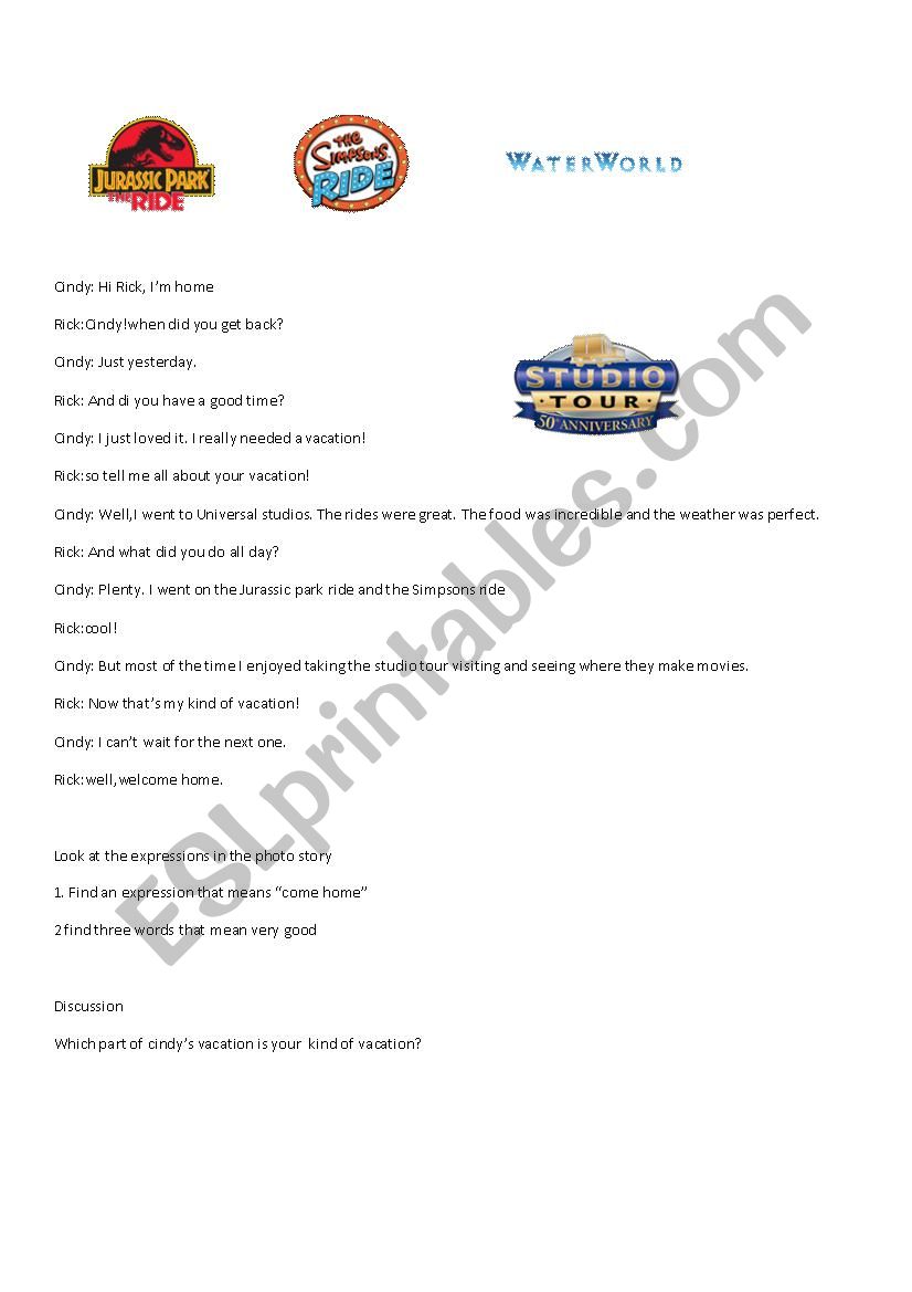 Universal studios-simple past - ESL worksheet by cj8934