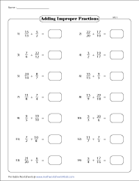 unlike denominators worksheet