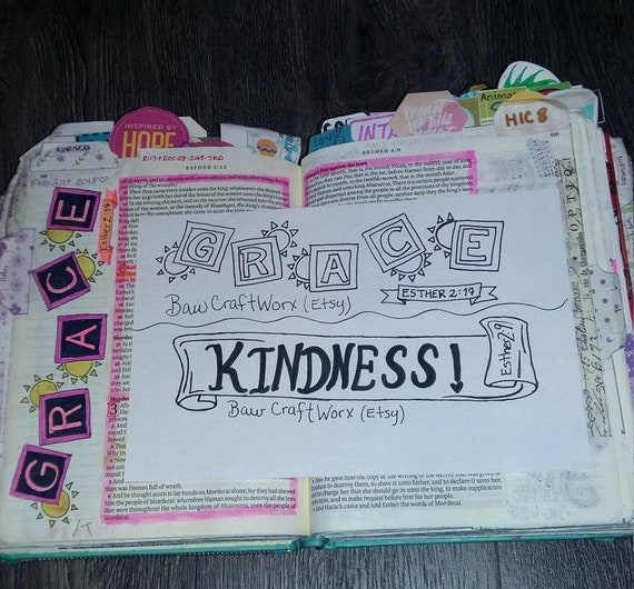 Set mit 4 Esther Printable Bibel Journal Vorlagen, Ränder &  Tip ...