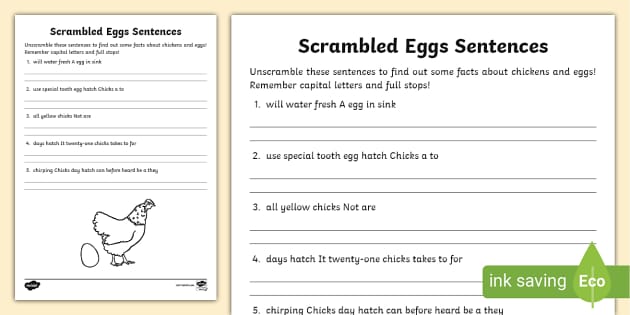 Unscramble Sentences Worksheet (teacher made) - Twinkl