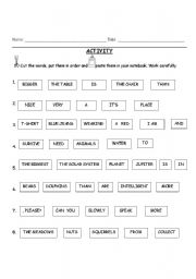 unscramble the sentences worksheet