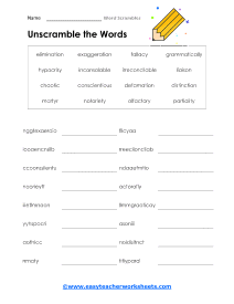 Word Scramble Worksheets