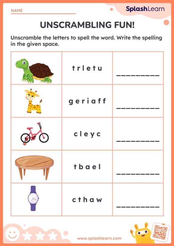 Unscramble and Spell the Words - ELA Worksheets - SplashLearn