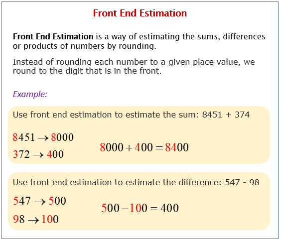 Front End Estimation and Compatible Numbers (solutions, examples ...