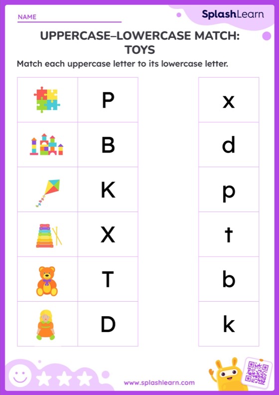 Matching Lowercase and Uppercase Letters Worksheets for Kids ...