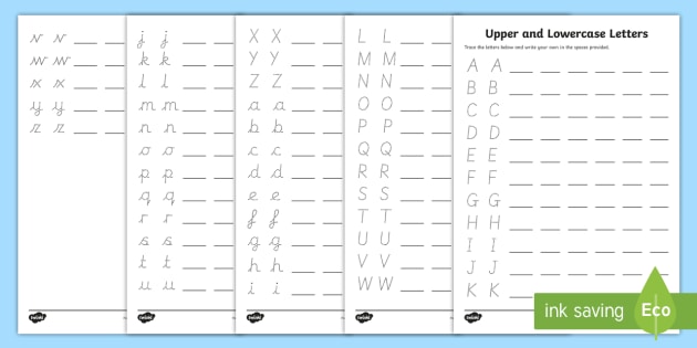 upper and lowercase letters tracing worksheet