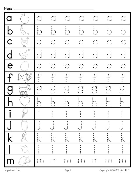 Lowercase Letter Tracing Worksheets!