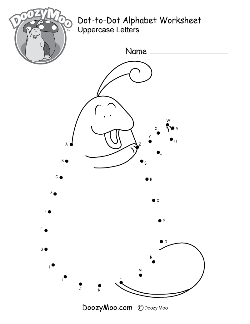 Dot-to-Dot Uppercase Letters Worksheet (Free Printable) - Doozy Moo