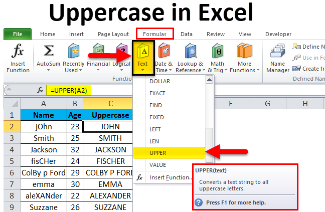 Uppercase in Excel | Convert Words Lowercase to Uppercase