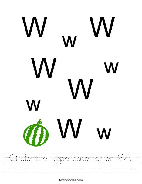 Circle the uppercase letter Ws Worksheet - Twisty Noodle