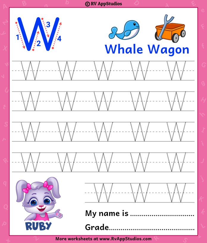Capital Letter W Tracing Worksheet | Trace Uppercase Letter W