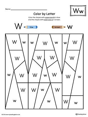 Uppercase Letter W Color-by-Letter Worksheet | MyTeachingStation.com
