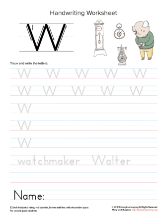 upper letter w worksheet