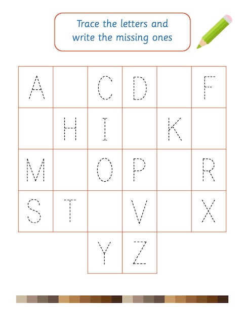 Premium Vector | Alphabet tracing worksheet. Write missing ...