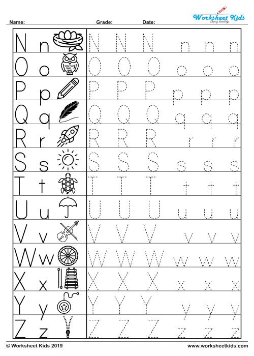 Free printable alphabet letters upper and lower case tracing ...