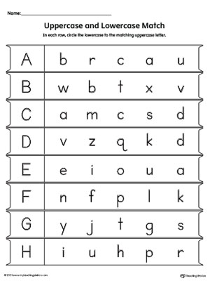 FREE* Match Uppercase to Lowercase Letter A-B-C-D-E-F-G-H ...