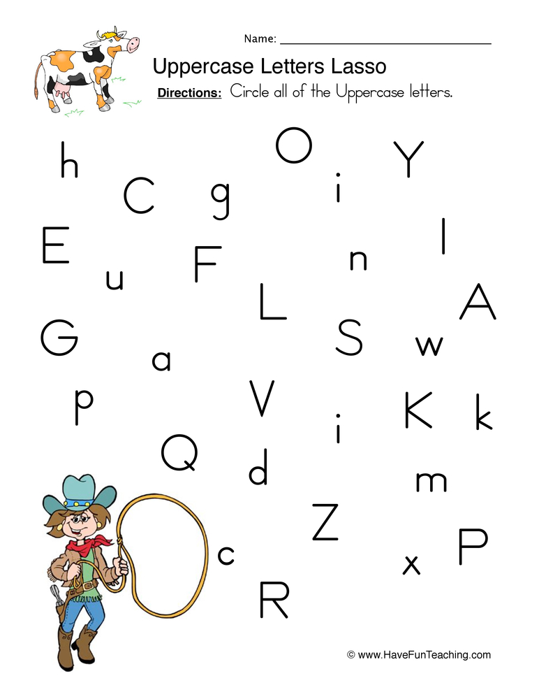 Identifying Uppercase Letters Worksheet  