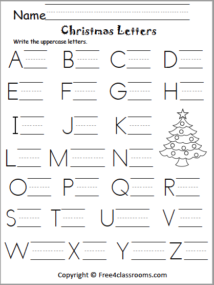 Free Christmas Uppercase Letter Writing Worksheet - Free ...