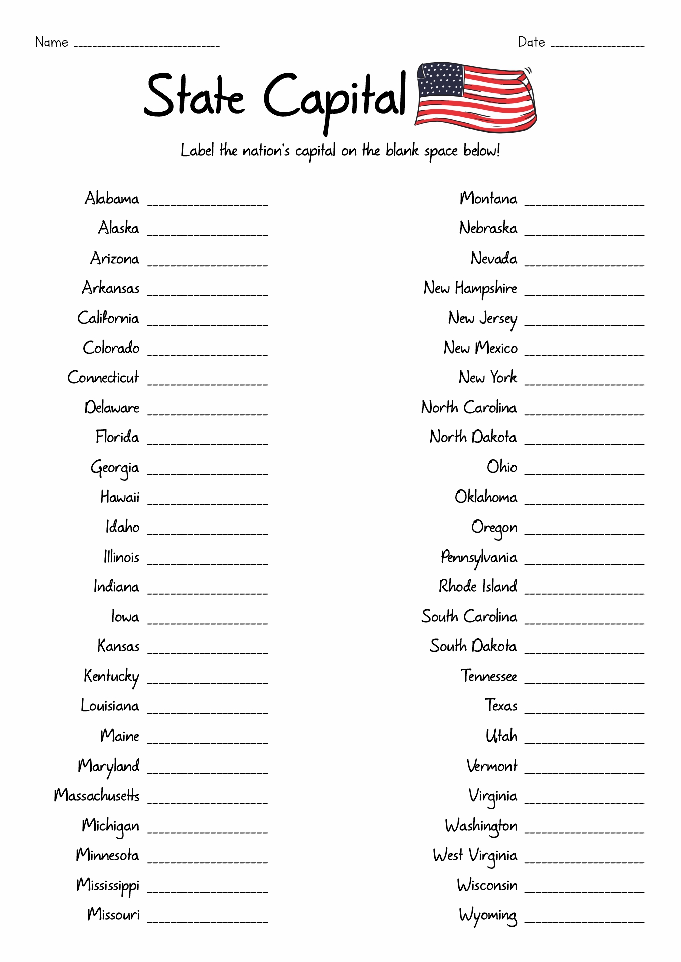 13 Fifty States Worksheets - Free PDF at worksheeto.com