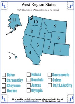 Regional State And Capital Worksheets