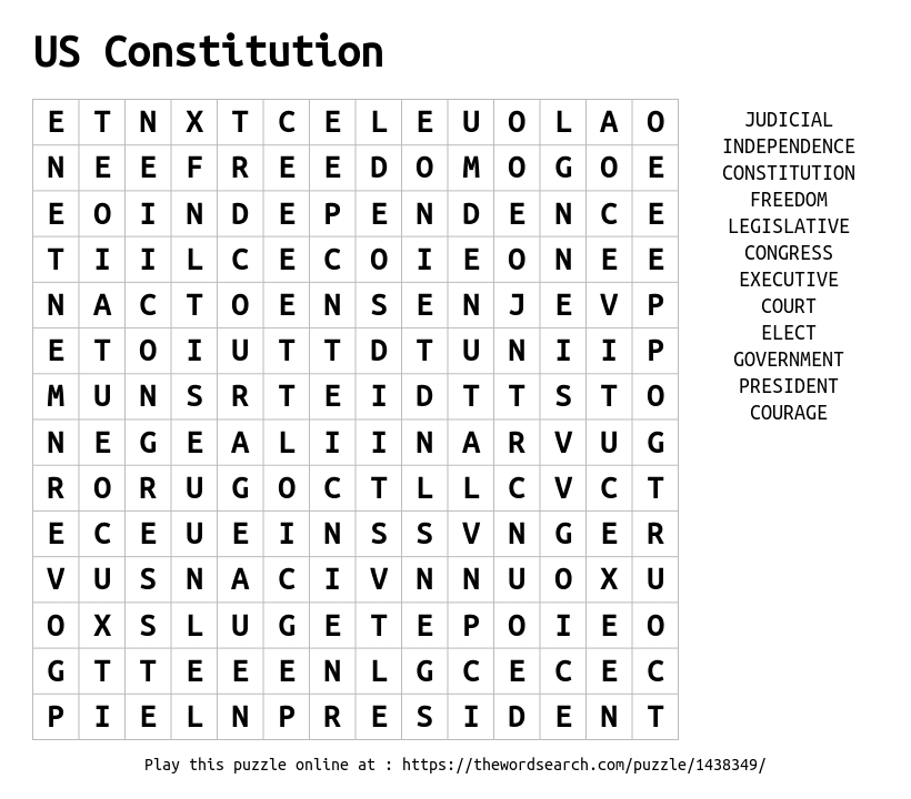 us constitution word search printable