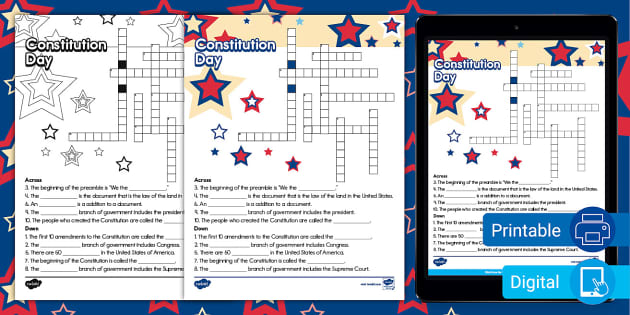 Constitution Day Crossword Puzzle for 1st-2nd Grade - Twinkl