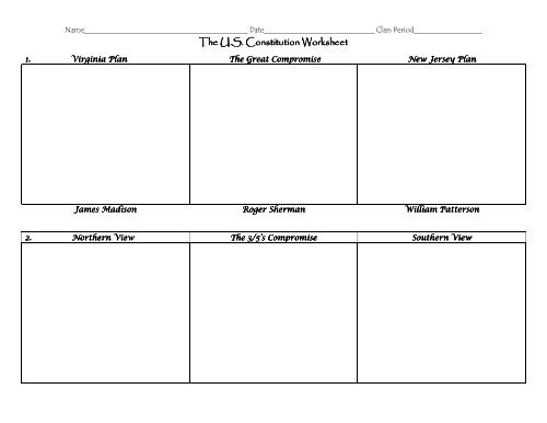U.S. Constitution Worksheets