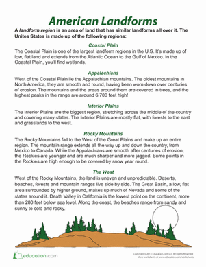 us landforms worksheet