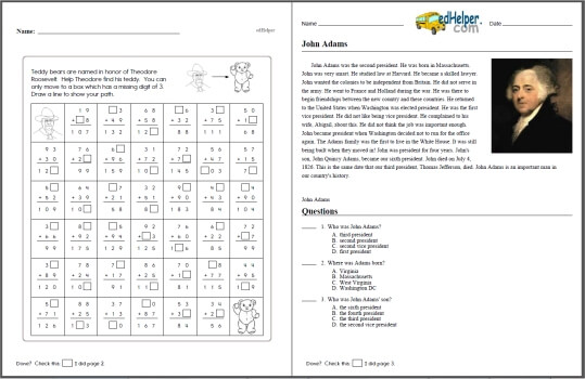 Presidents Day Worksheets | edHelper.com
