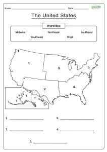 Free Printable Blank Map of the United States Worksheets