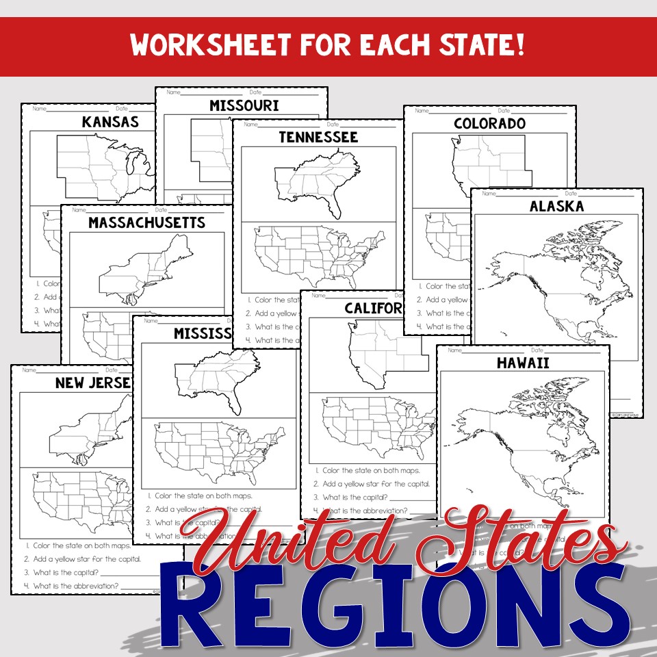 United States Regions Worksheets and Printables | Homeschool ...