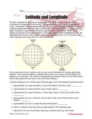usa latitude and longitude worksheet