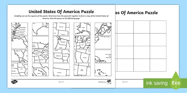 US Map Worksheet | Puzzle for 3rd-5th Grade | Twinkl USA