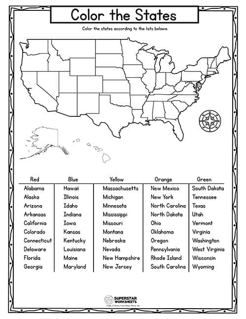 USA Map Worksheets -Worksheets Library