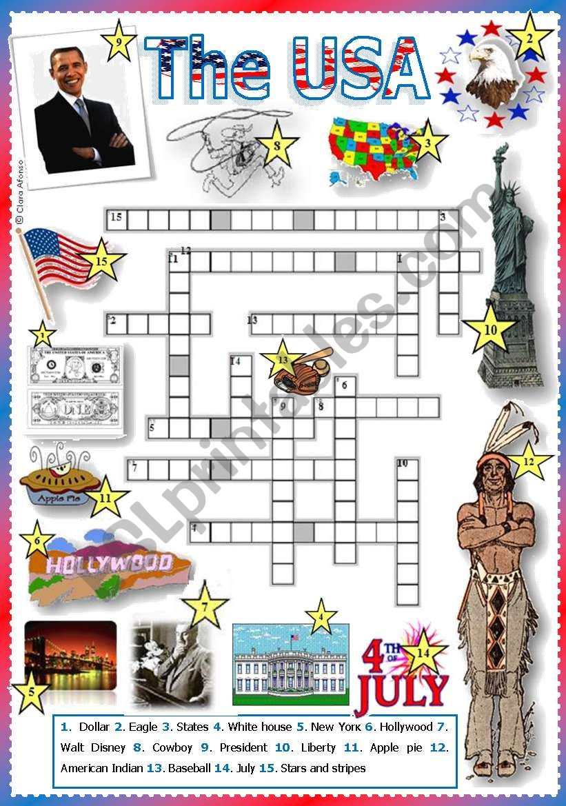 The USA - ESL worksheet by clarinha