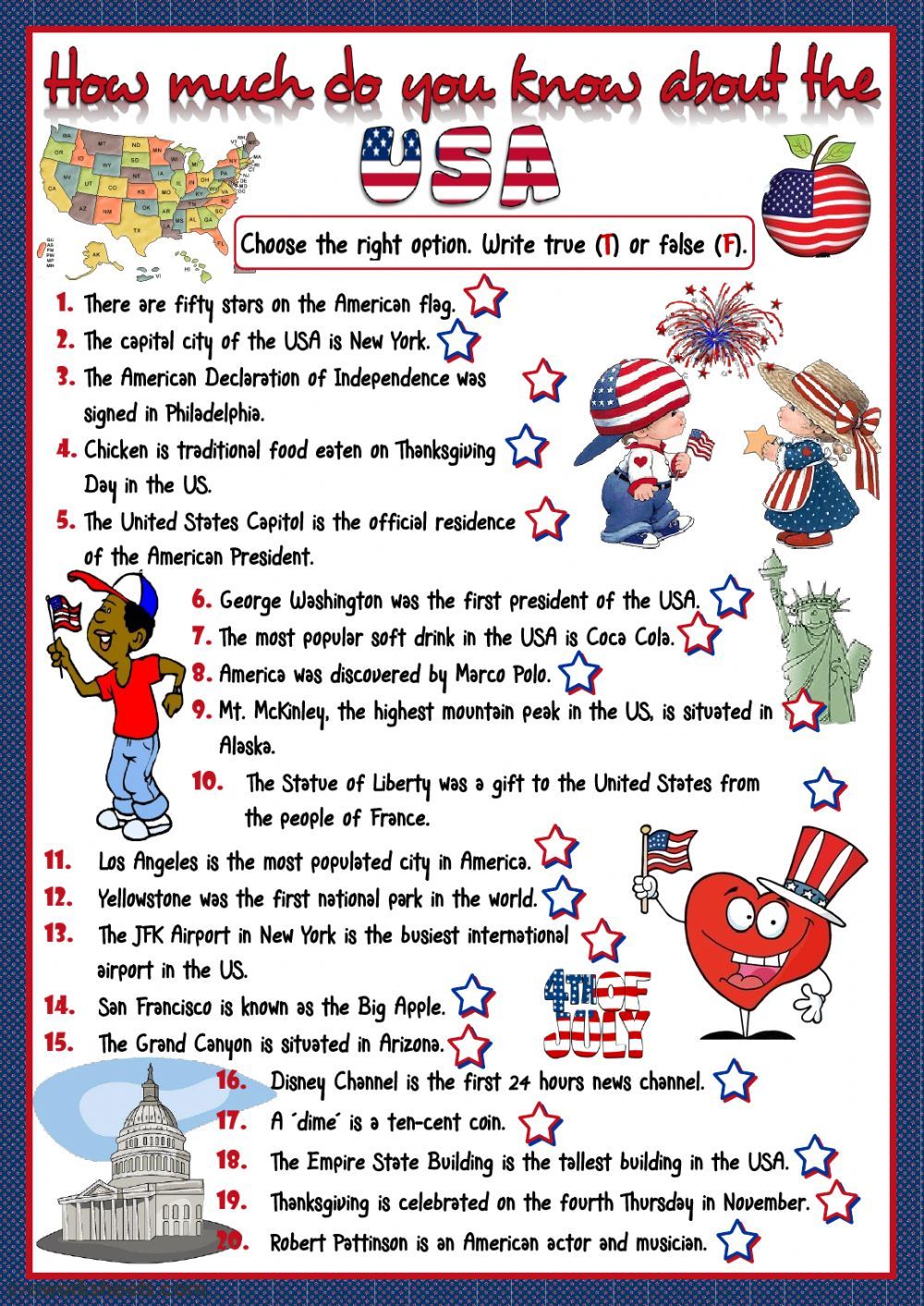 How much do you know about the USA? worksheet