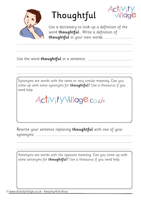 use your own words worksheet