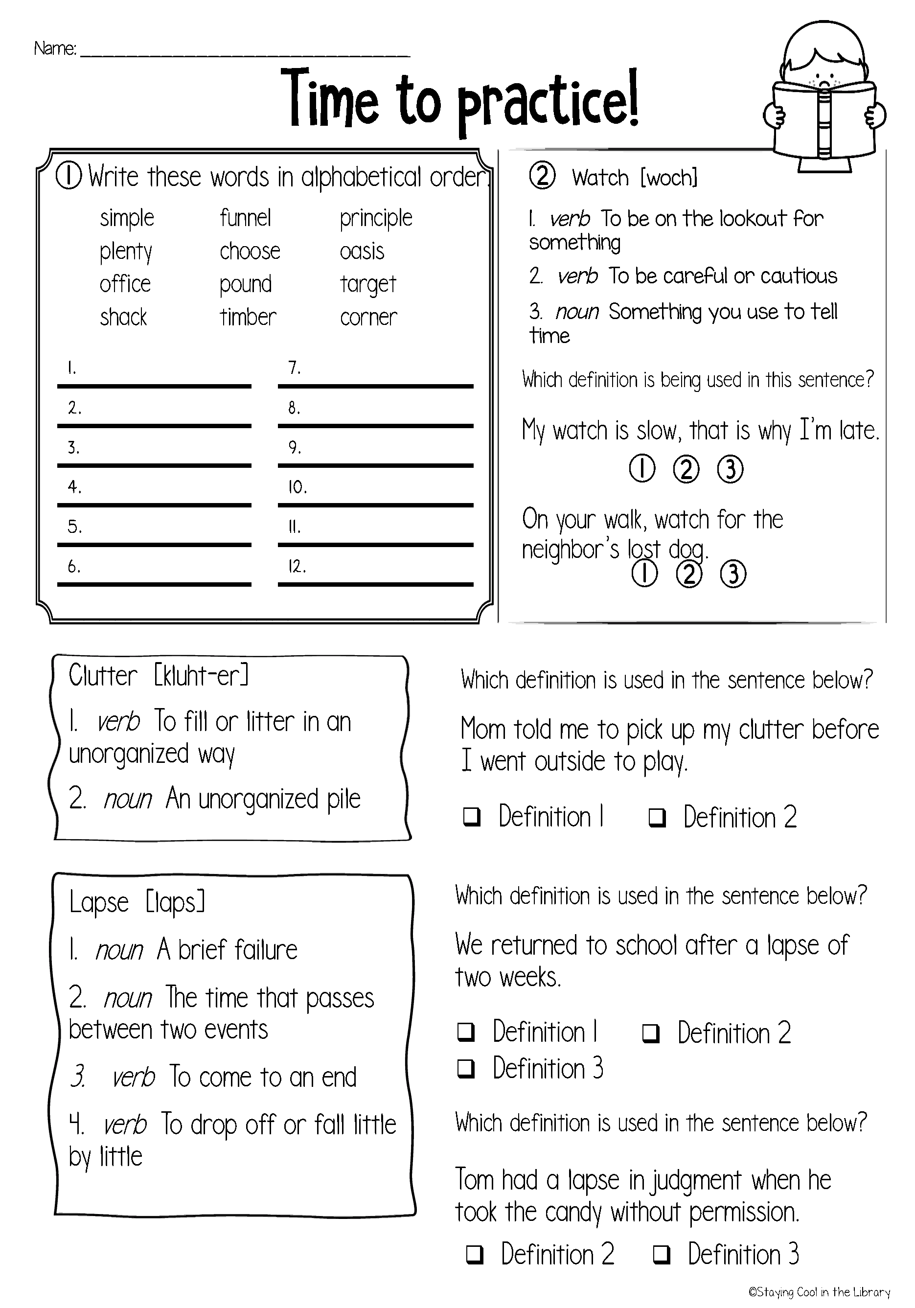 Dictionary Skills and Guide Words Worksheets