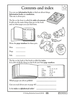 Table of contents and index | 1st grade Reading Worksheet ...