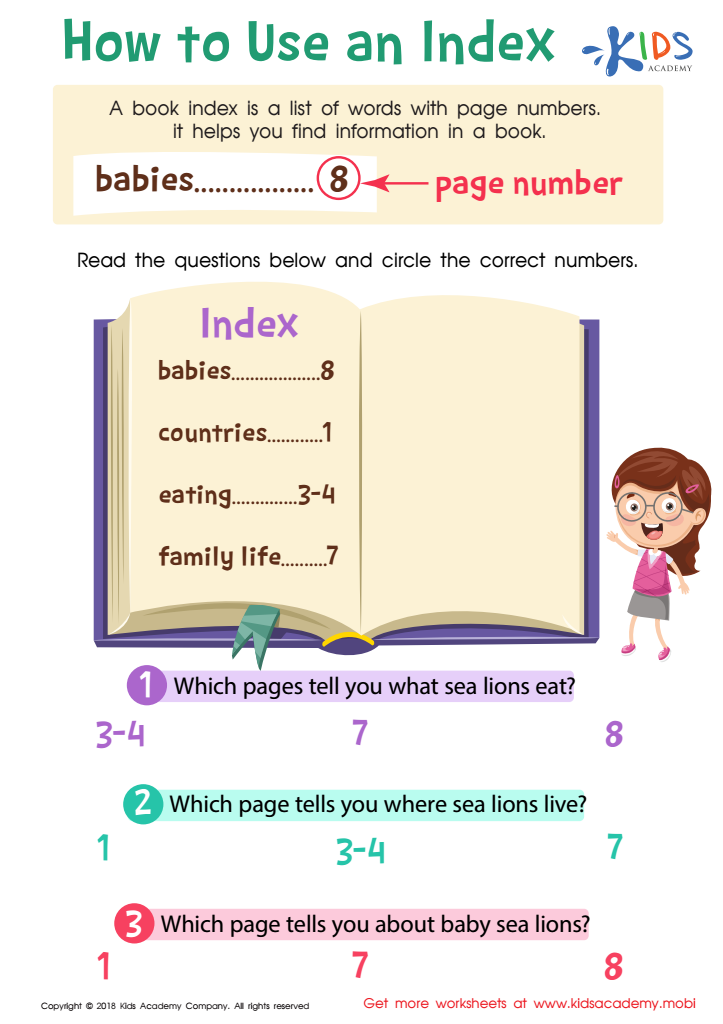 How Use Index Worksheet for kids - Worksheets Library
