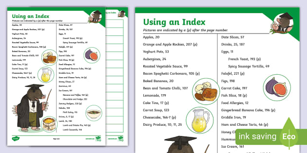 using an index worksheet