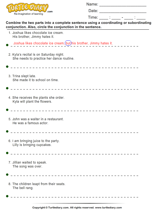 Combine the Clauses using Coordinating and Subordinating ...