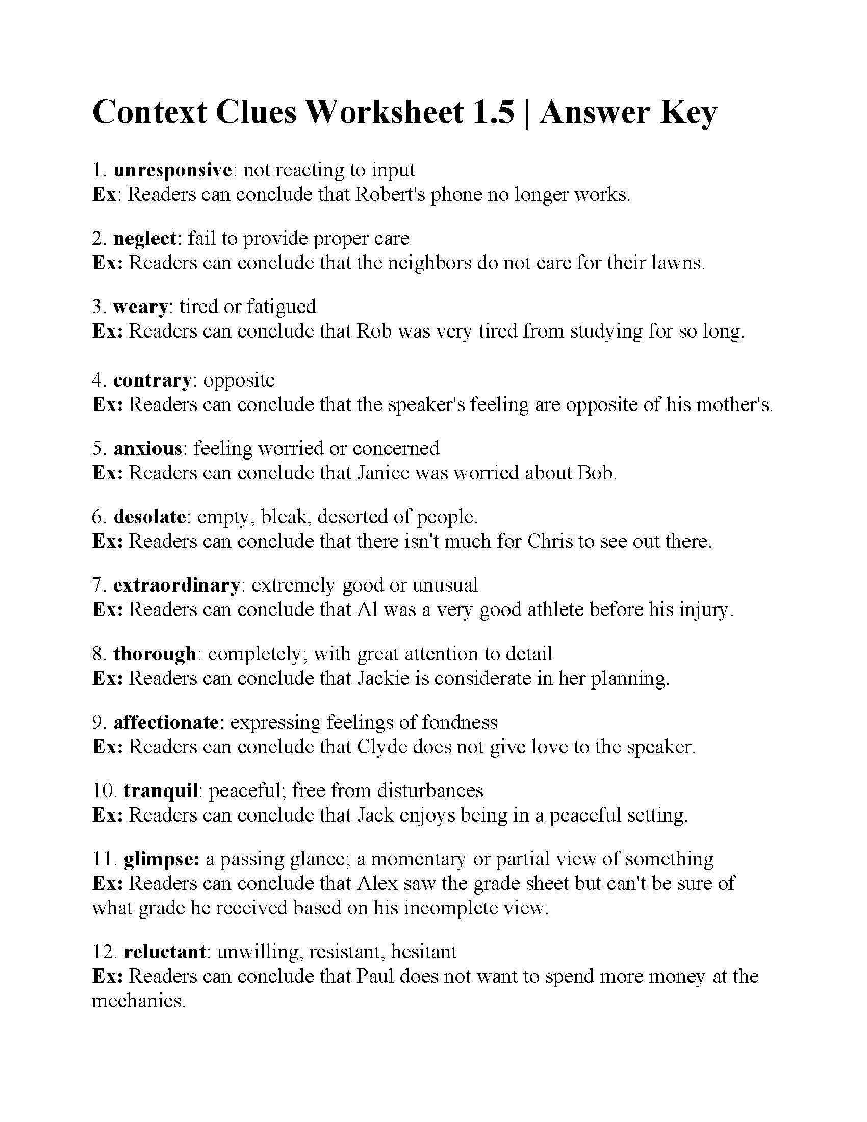 Context Clues Worksheet 1.5 | Reading Activity